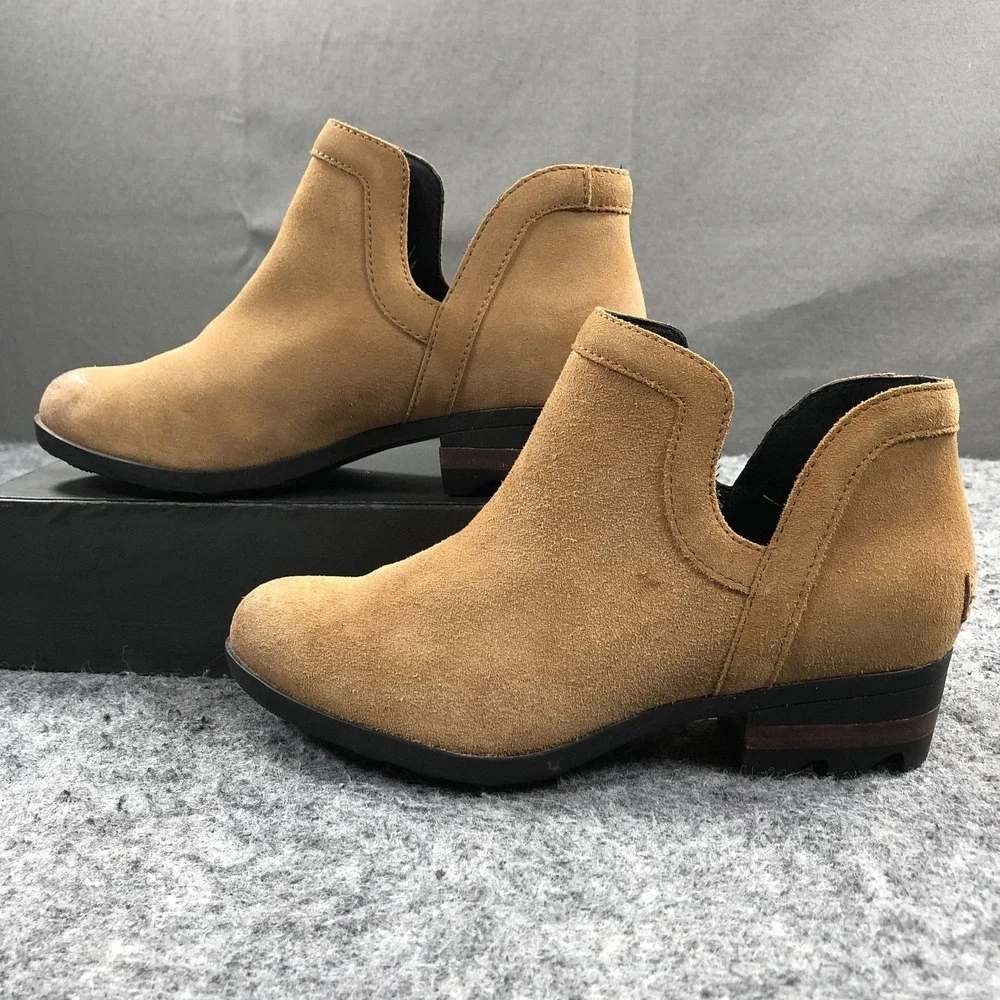 Sorel Lolla II Boots Womens 7 Brown Suede Pull On Ankle Booties Heel NL2809-224
